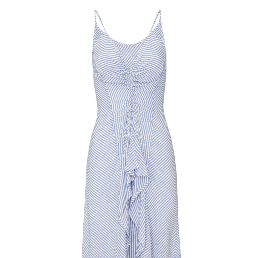 Current Elliot | Midi Seersucker blue striped linen Midi Slip Sun Dress XS 0/2